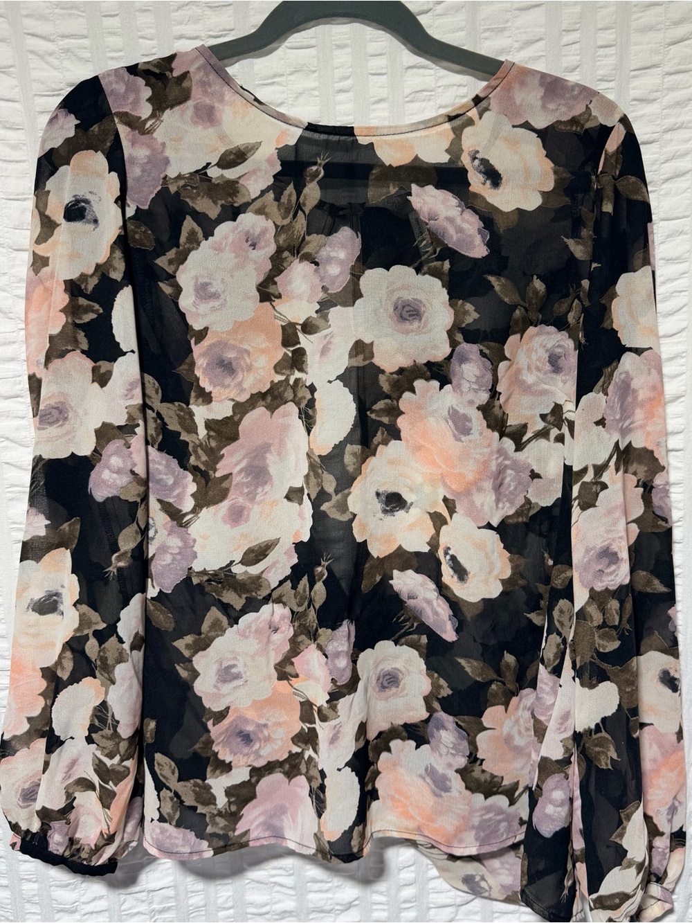 Truth Floral Sheer Blouse in Black and Dusty Pink y2k